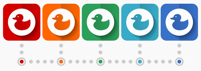 Aufkleber - Duck vector icons, infographic template, set of flat design animal symbols