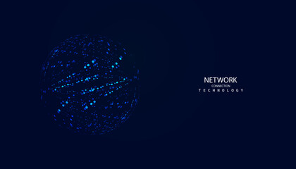 Poster - abstract digital circle internet connection online concept circle polygon connected background blue modern futuristic