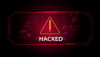 Poster - abstract signal or are warned that it has been hacked by viruses, malware or hackers on a red digita
