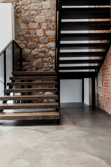 Poster - New wooden stairs in apartment