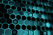© Who is Danny - Creative blue hexagonal backdrop. Technology, design and landing page concept. 3D Rendering.