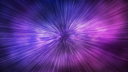 Wall Mural - hyperspace speed effect in night starry sky. bright purple blue galaxy, horizontal background