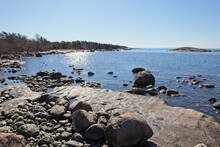 Rocky Seashore On The Island Of Ulko-Tammio, Eastern Gulf Of Finland National Park, Finland.