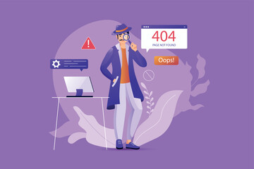 Aufkleber - 404 error concept with people scene. vector illustration.