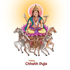 Wall Mural - Happy Chhath Puja Holiday background for Sun festival of India