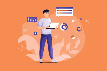 Aufkleber - Data analysis concept with people scene. Vector illustration.