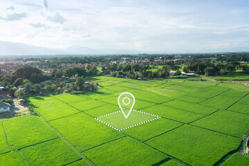 Wall Mural - land plot in aerial view. identify registration symbol of vacant area for map. that property, real e
