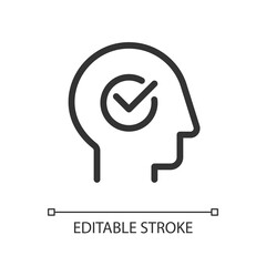 Sticker - Mental health pixel perfect linear ui icon. Emotional wellness. Feelings and thoughts. GUI, UX design. Outline isolated user interface element for app and web. Editable stroke. Arial font used