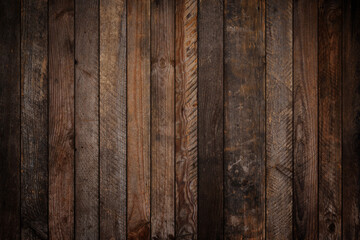 Poster - Dark vignette weathered wooden background texture from wood planks