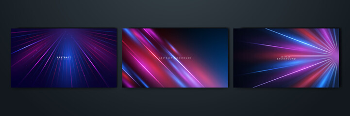 Fototapete - Modern abstract high-speed movement. Colorful dynamic motion on blue background. Movement sport pattern for banner or poster design background concept.