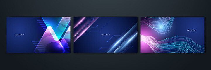 Modern abstract high-speed light effect. Technology futuristic dynamic motion on blue background with copy space. Movement pattern for banner or poster design background concept.