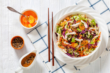 Canvas Print - Chinese Chicken Salad with mandarins and veggies