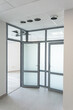 Empty office room with glass walls and doors. modern design for office.