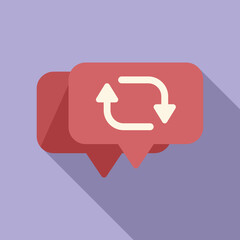 Poster - Red chart repost icon flat vector. Repost graphic. Data document