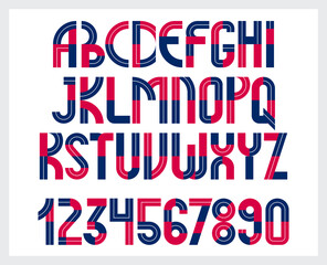 Poster - Geometric original font vector design, geometrical typography alphabet letters set including numbers, abstract unique letters type.