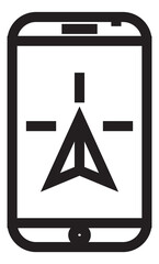Poster - smartphone with open navigation app. navigator linear icon