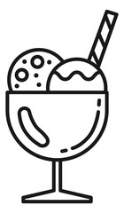 Wall Mural - Ice cream glass icon. Sundae with frozen scoops. Sorbet