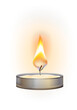 Candle flame. Burning wax in candlestick with realistic fire