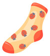 Cute sock with ladybirds pattern. Summer theme fashion