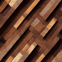 Natural Wooden Background, Grunge Parquet, Flooring Design Seamless Texture Geometric Pattern. Isometric Background. Seamless Repeat Pattern For Wallpapers, Banners, Web.  3d Illustration