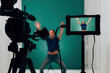 actor engaged in casting - people audition on green key background