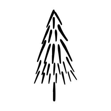 Vector Christmas tree outline icon.