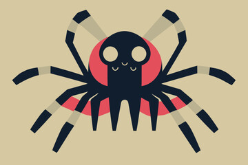 Wall Mural - Creepy red spider isolated on the yellow background