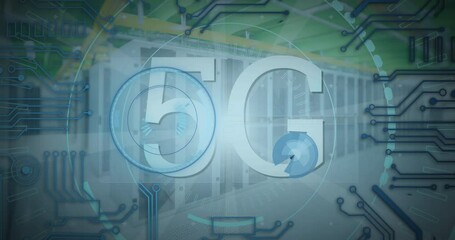 Poster - Animation of scope scanning with 5g text over server room