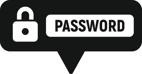 Poster - Password security icon simple vector. Security cyber. Padlock shield