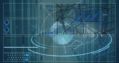 Poster - Animation of scope scanning with globe and data processing over server room