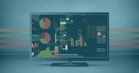 Poster - Animation of digital interface and data processing over screen