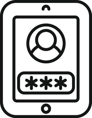 Poster - tablet password icon outline vector. data privacy. personal safe