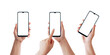 Phone mockup in different woman hands isolated PNG transparent