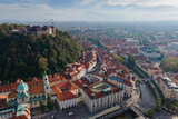 Fototapeta  - Aerial view of Ljubljana, capital of Slovenia from drone