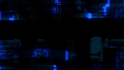 Poster - defocused abstract blue cybernetical background - abstract 3D rendering