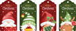 Watercolor Illustration set of Christmas hangtag with gnome