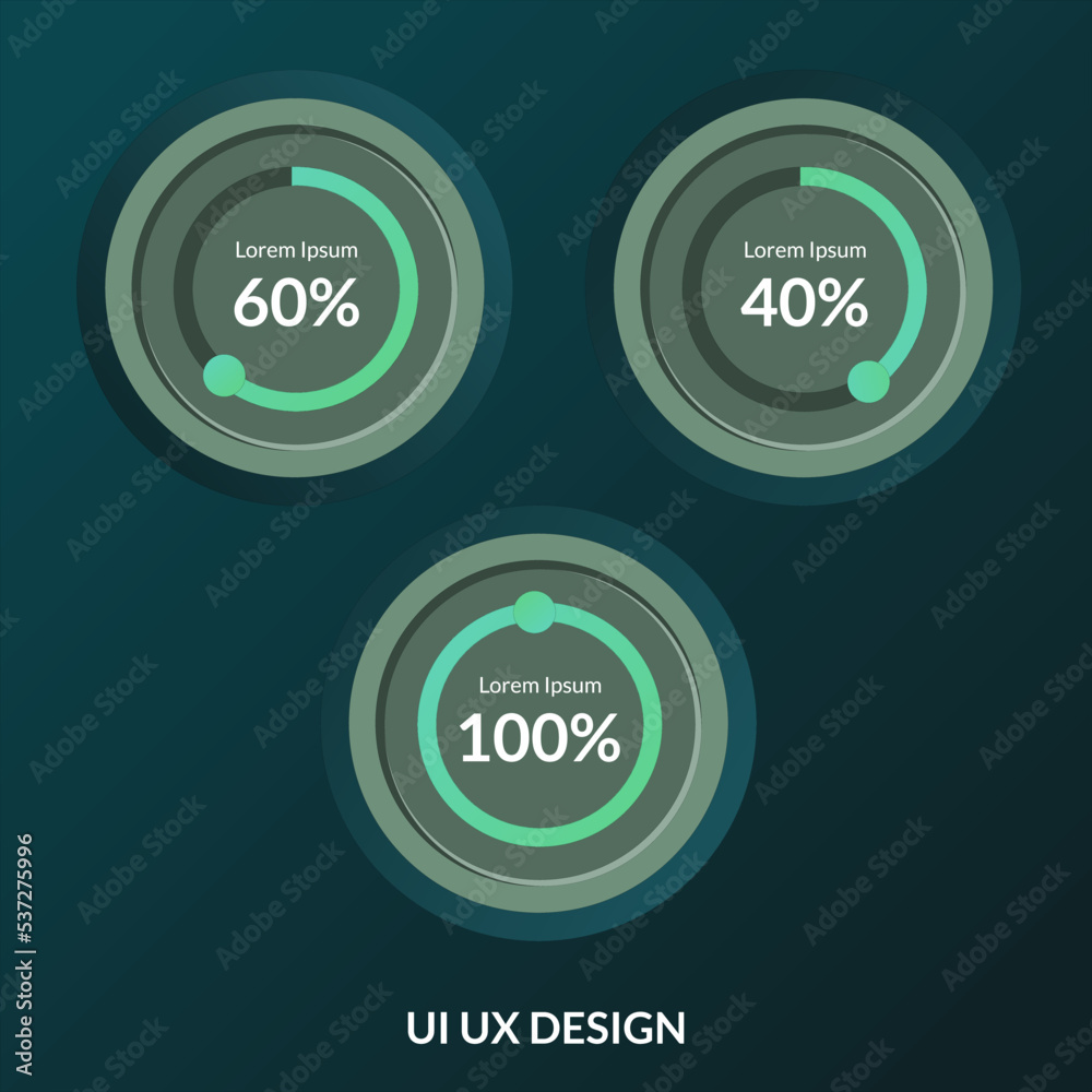 Progress bar on dark Green background. ui ux vector element infographic ...