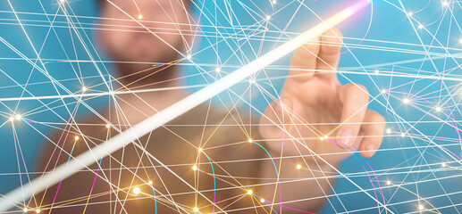 Poster - touch Futuristic wave, Futuristic data stream