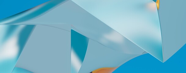 Poster - blue wave abstract background 3d rendering flat design style
