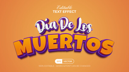 Dia de los muertos text effect style. Editable text effect.