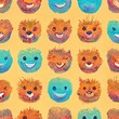 seamless tillable repetitive colored abstract kids' pattern wallpaper 3D illustration