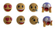 Image of diverse emoticons on white background