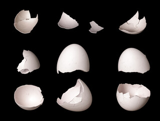 Aufkleber - set of eggshell isolated on black background