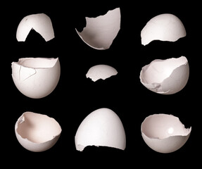 Aufkleber - set of shell fragments with cracks isolated on black background