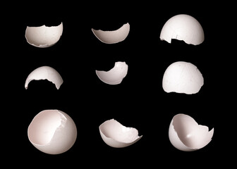 Aufkleber - set of eggshell isolated on black background