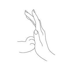 Wall Mural - vector isolated one human hand and dog or cat paw high five colorless black and white contour line e
