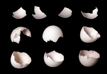 Aufkleber - white broken egg. shell isolated on black background