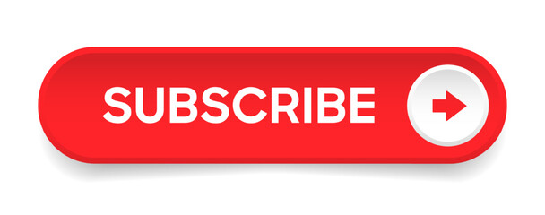 Subscribe button Bell, notification icon button and hand cursor click. Red button subscribe to channel social media, marketing, blog. Vector illustration for website, mobile app, UI UX. EPS 10