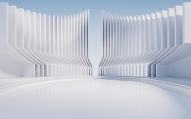 Poster - empty ground with creative geometric structure background, 3d rendering.