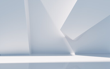Poster - empty building structure with geometric structure, 3d rendering.